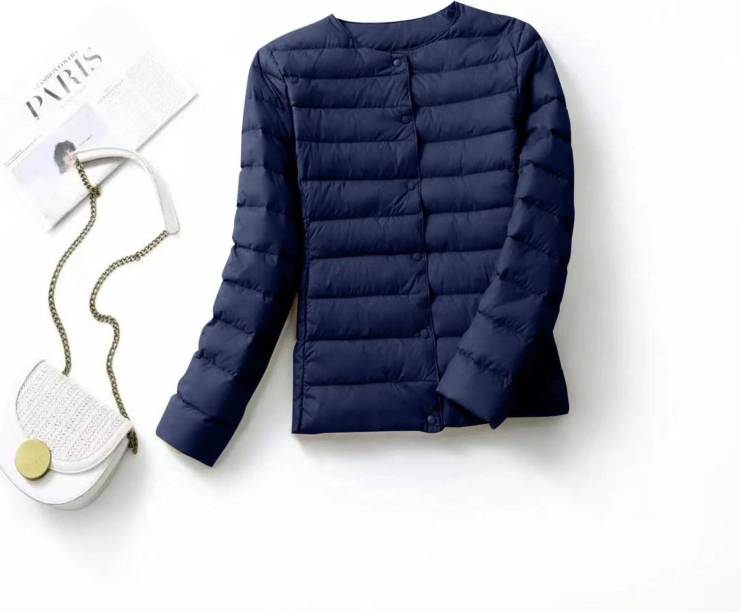 Womens Ultr_a Lightweight Packable Short Down Jacket 2025 Collarless Button Down Quilted Puffer Parka Coats Outerwear