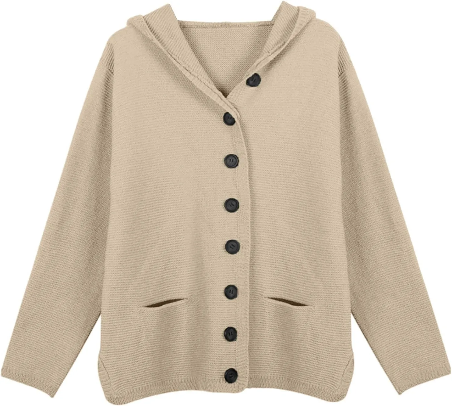Women's Winter Button Down Soft Hoodies Cardigan Sweater Trendy Long Sleeve Solid Knitted Outwear Coat with Pocket