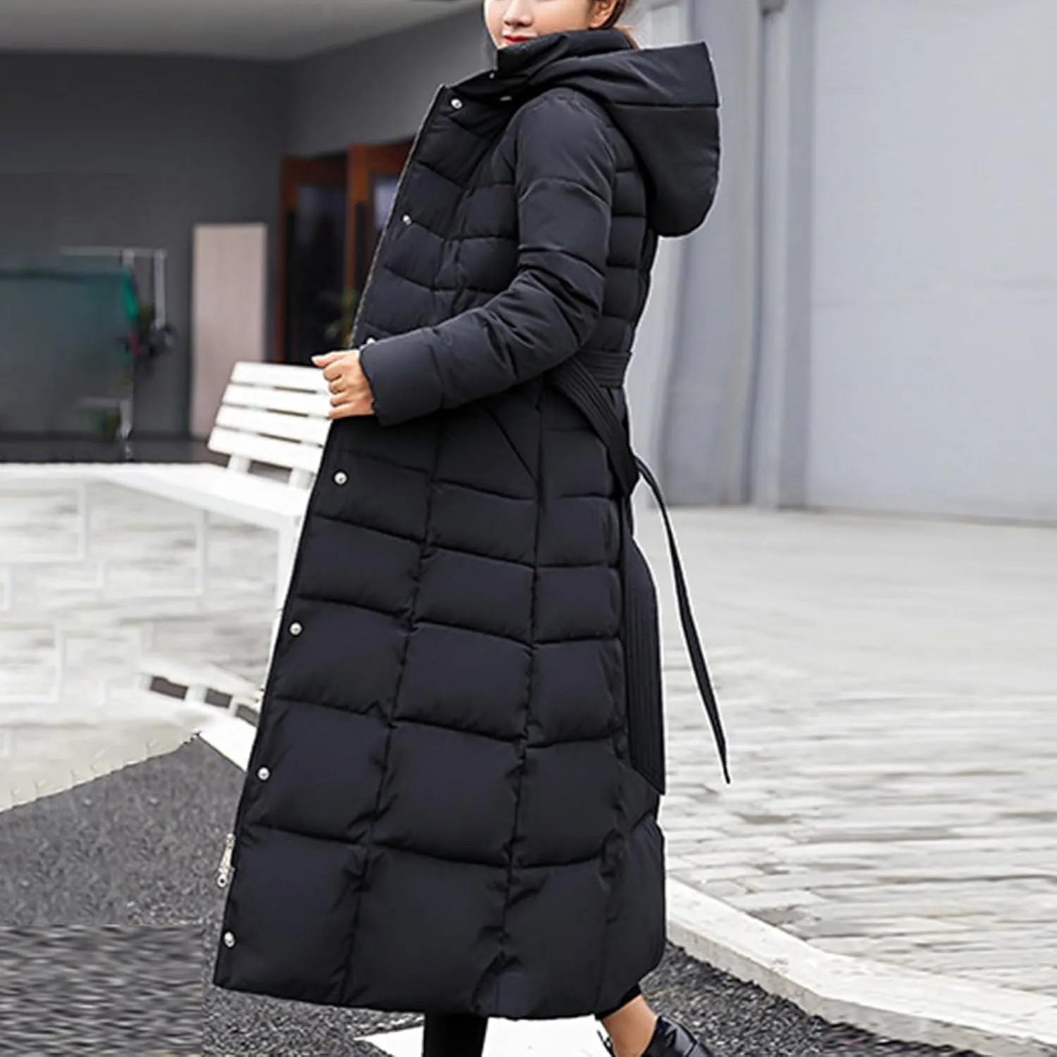 Womens Winter Coats Long Puffer Jackets Warm Maxi Down Coats Hooded Quilted Jackets Thicken Parka Windproof Outerwear
