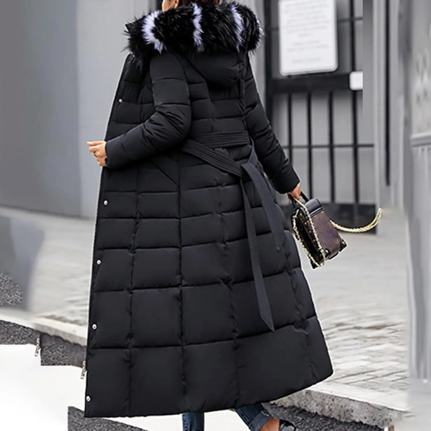 Womens Winter Coats Long Puffer Jackets Warm Maxi Down Coats Hooded Quilted Jackets Thicken Parka Windproof Outerwear