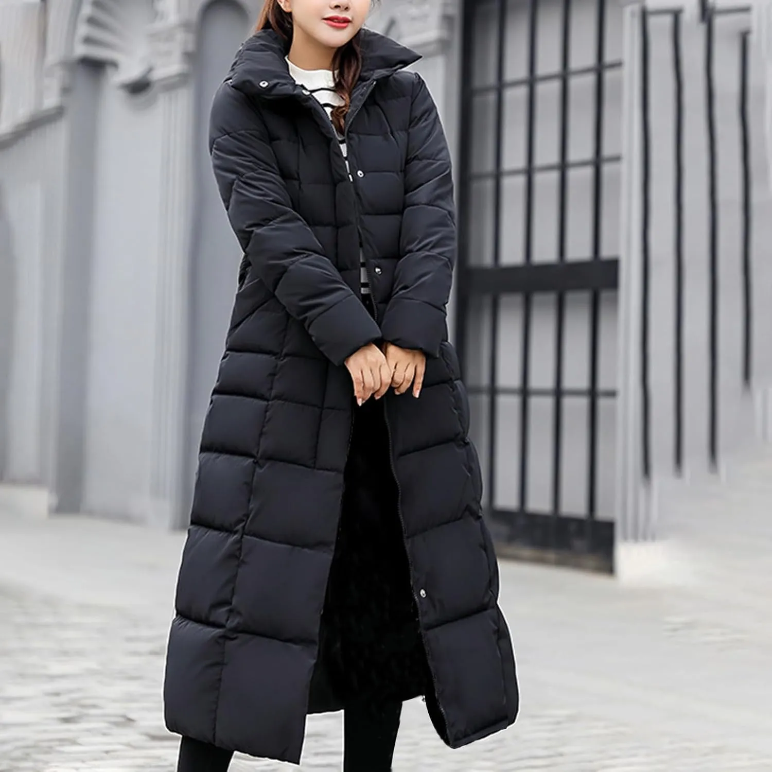 Womens Winter Coats Long Puffer Jackets Warm Maxi Down Coats Hooded Quilted Jackets Thicken Parka Windproof Outerwear
