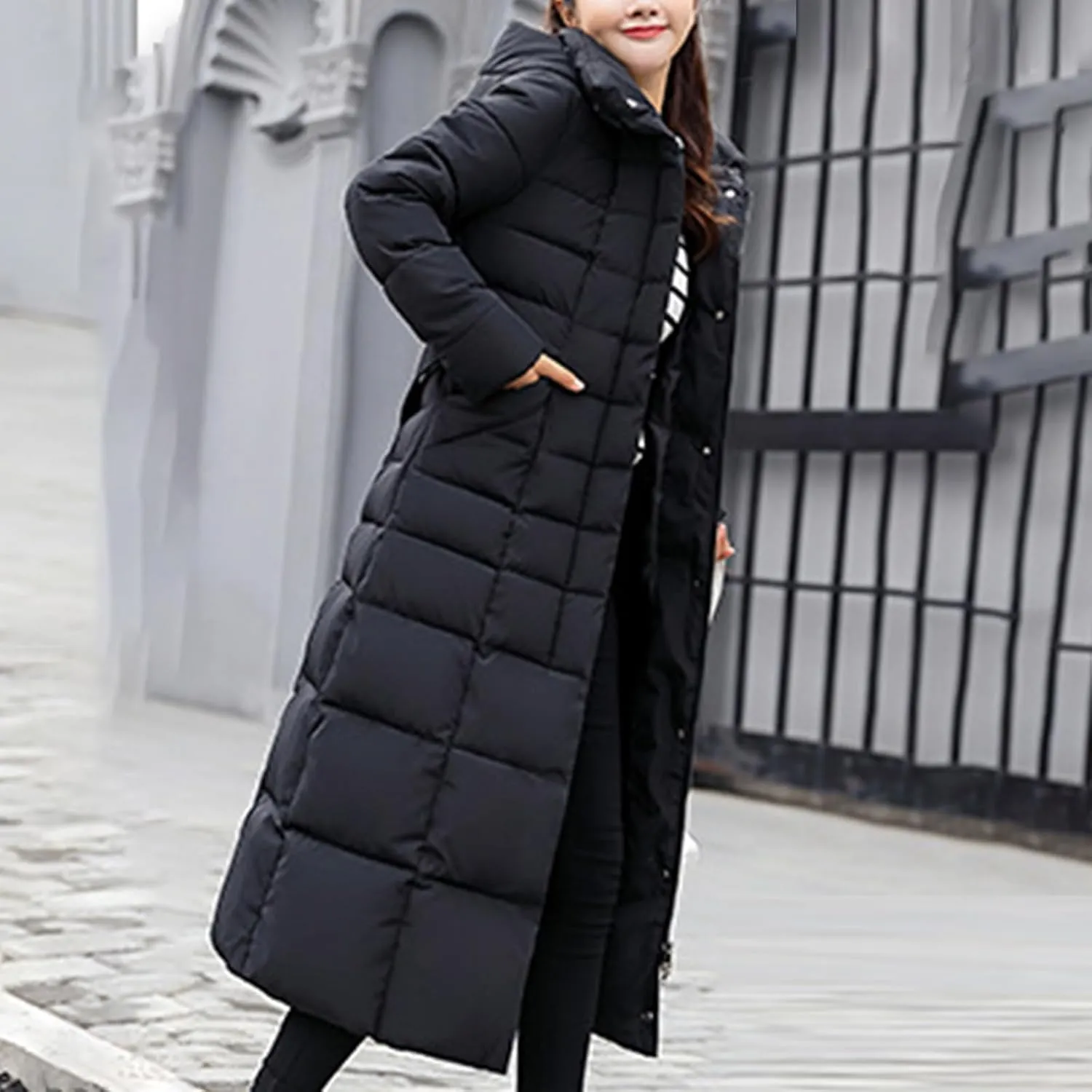 Womens Winter Coats Long Puffer Jackets Warm Maxi Down Coats Hooded Quilted Jackets Thicken Parka Windproof Outerwear
