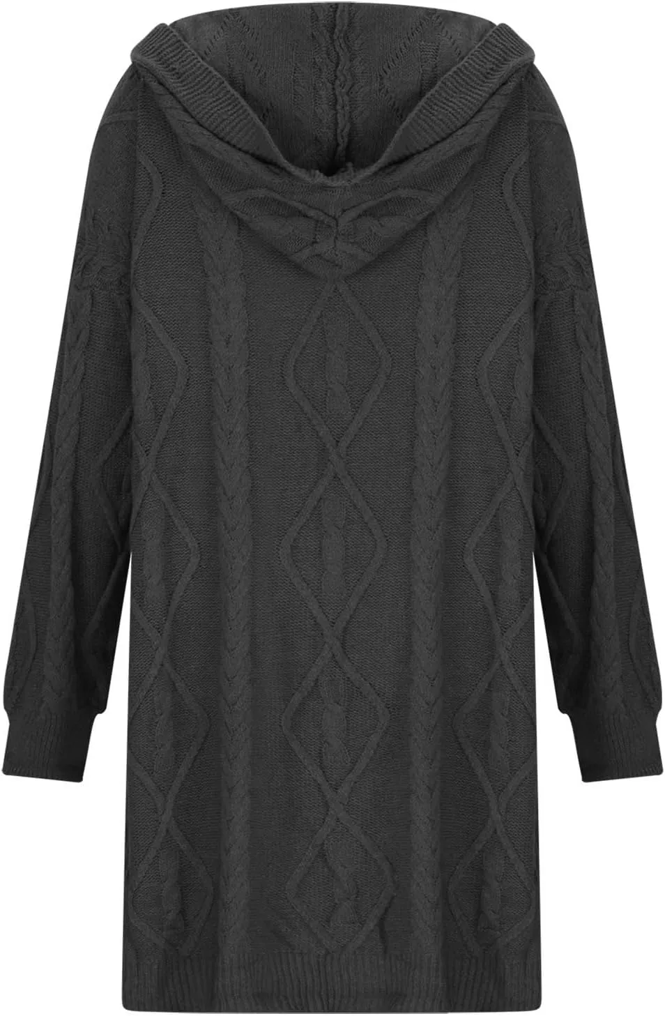 Women's Winter Open Front Chunky Knit Hoodies Sweater Long Sleeve Button Down Cardigan Casual Outwear with Pockets
