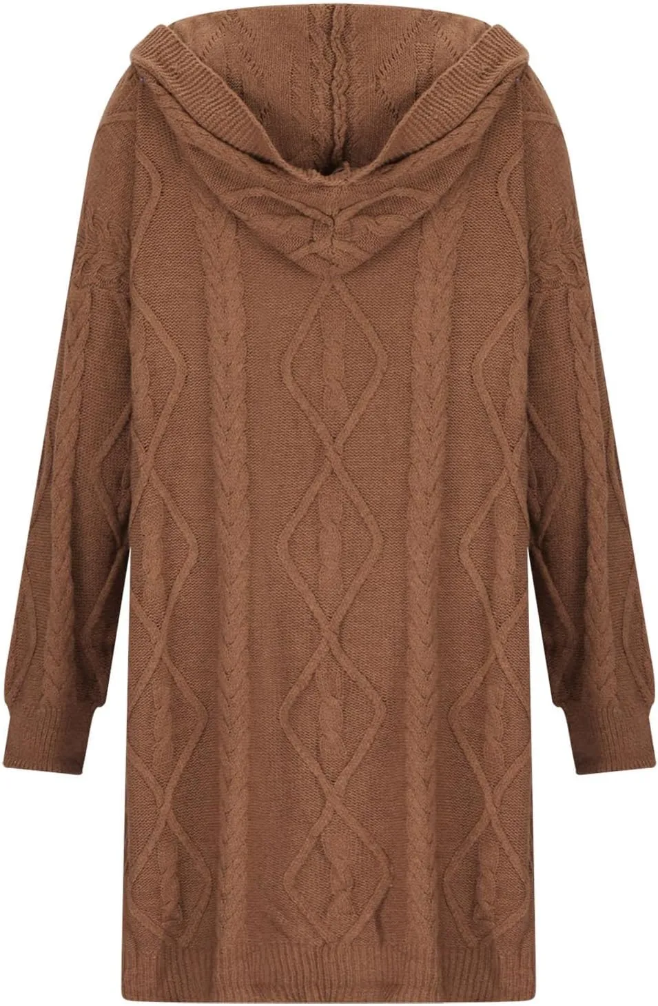 Women's Winter Open Front Chunky Knit Hoodies Sweater Long Sleeve Button Down Cardigan Casual Outwear with Pockets