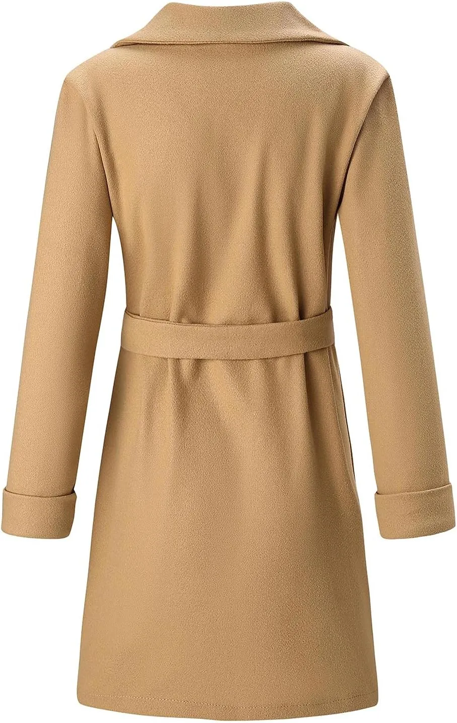 WomenS Wool Blend Winter Coats Double Breasted Notch Lapel Trench Coat Thicken Warm Overcoat Jackets with Belts