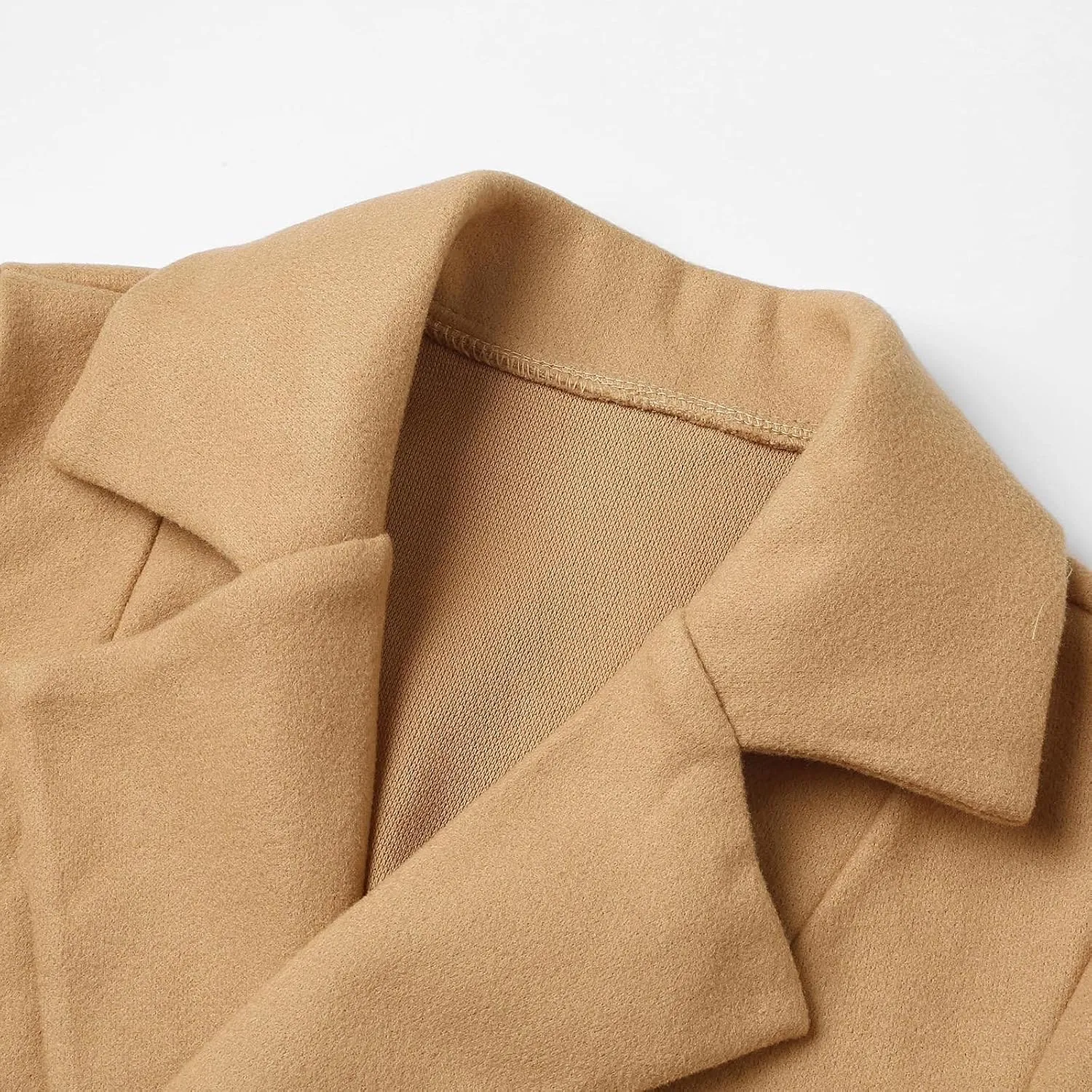 WomenS Wool Blend Winter Coats Double Breasted Notch Lapel Trench Coat Thicken Warm Overcoat Jackets with Belts