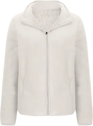 Women's Zip Up Fleece Jacket, Long Sleeve Warm Soft Polar Lightweight Coat with Pockets Fall Winter Outfits