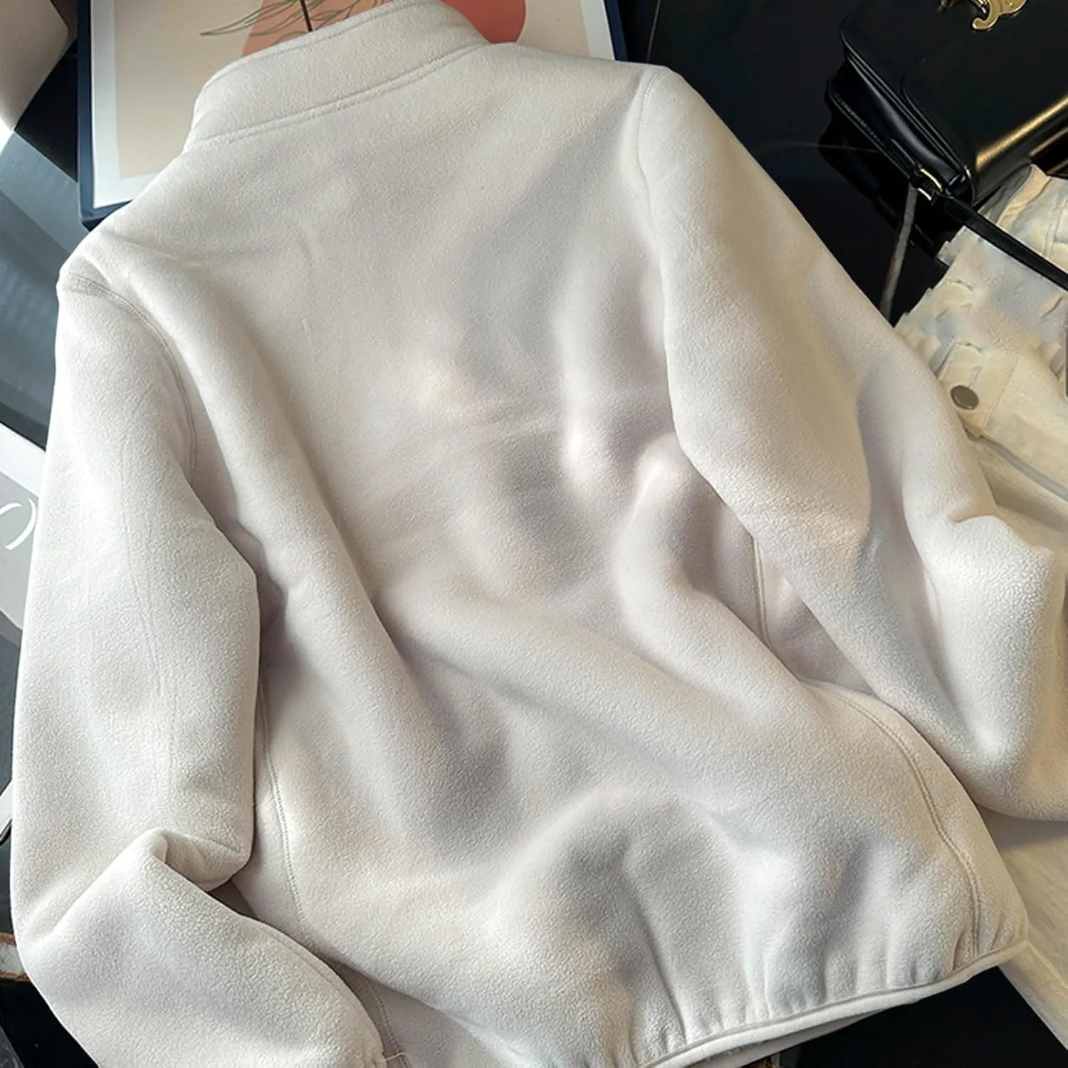 Women's Zip Up Fleece Jacket, Long Sleeve Warm Soft Polar Lightweight Coat with Pockets Fall Winter Outfits