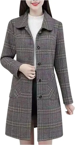 Wool Blend Overcoat Women Long Lapel Jacket Oversized Casual Jacket thick Winter Peacoat Warm Cardigan with Pockets