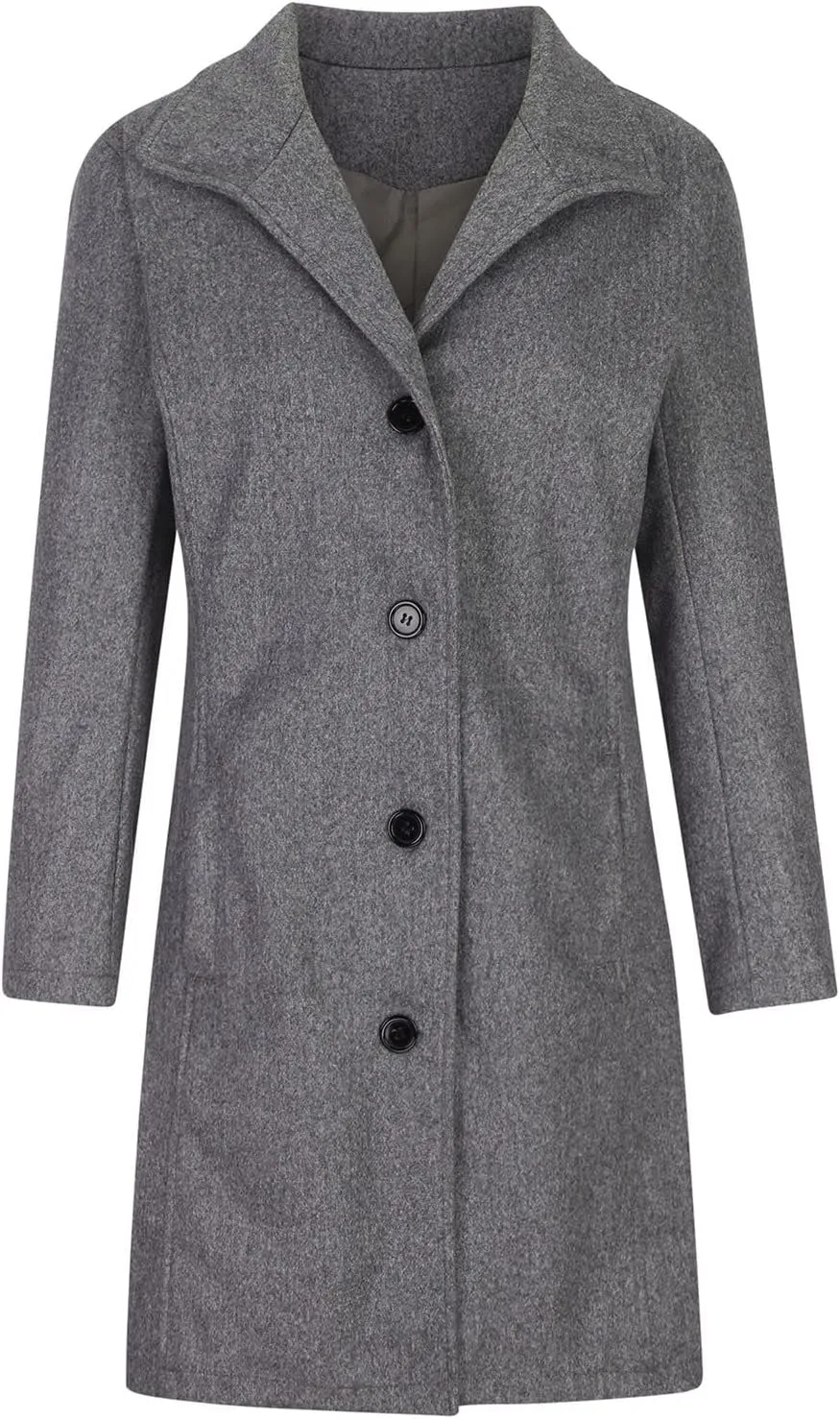 Wool Coats for Women Winter Thicken Wool Blend Pea Coat Stand Collar Single Breasted Casual Trench Coat Overcoat