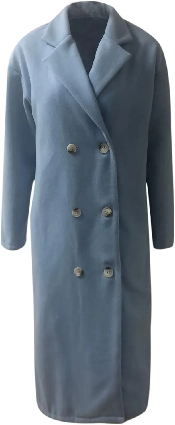 Wool Trench Coat for Women Oversized Notched Collar Single Breast Trench Coat Thicken Warm Winter Pea Coat Jackets
