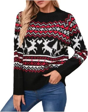 WYTong Women Christmas Sweaters Christmas Tree Knit Sweater Casual Round Neck Lightweight Pullover Funny Xmas Sweaters