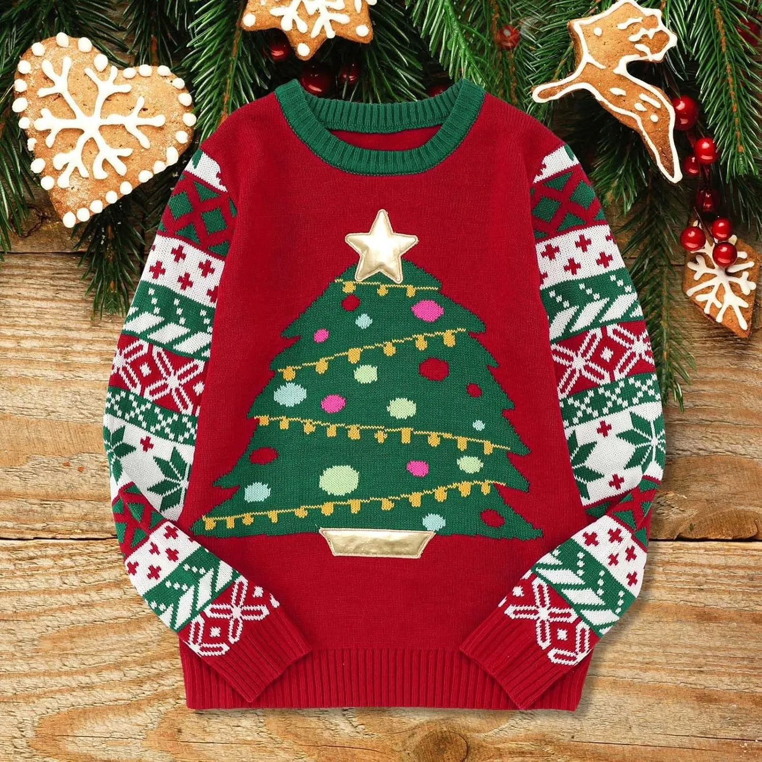 WYTong Women Christmas Sweaters Santa Printed Knitted Sweater Casual Lightweight Pullover Funny Xmas Sweaters