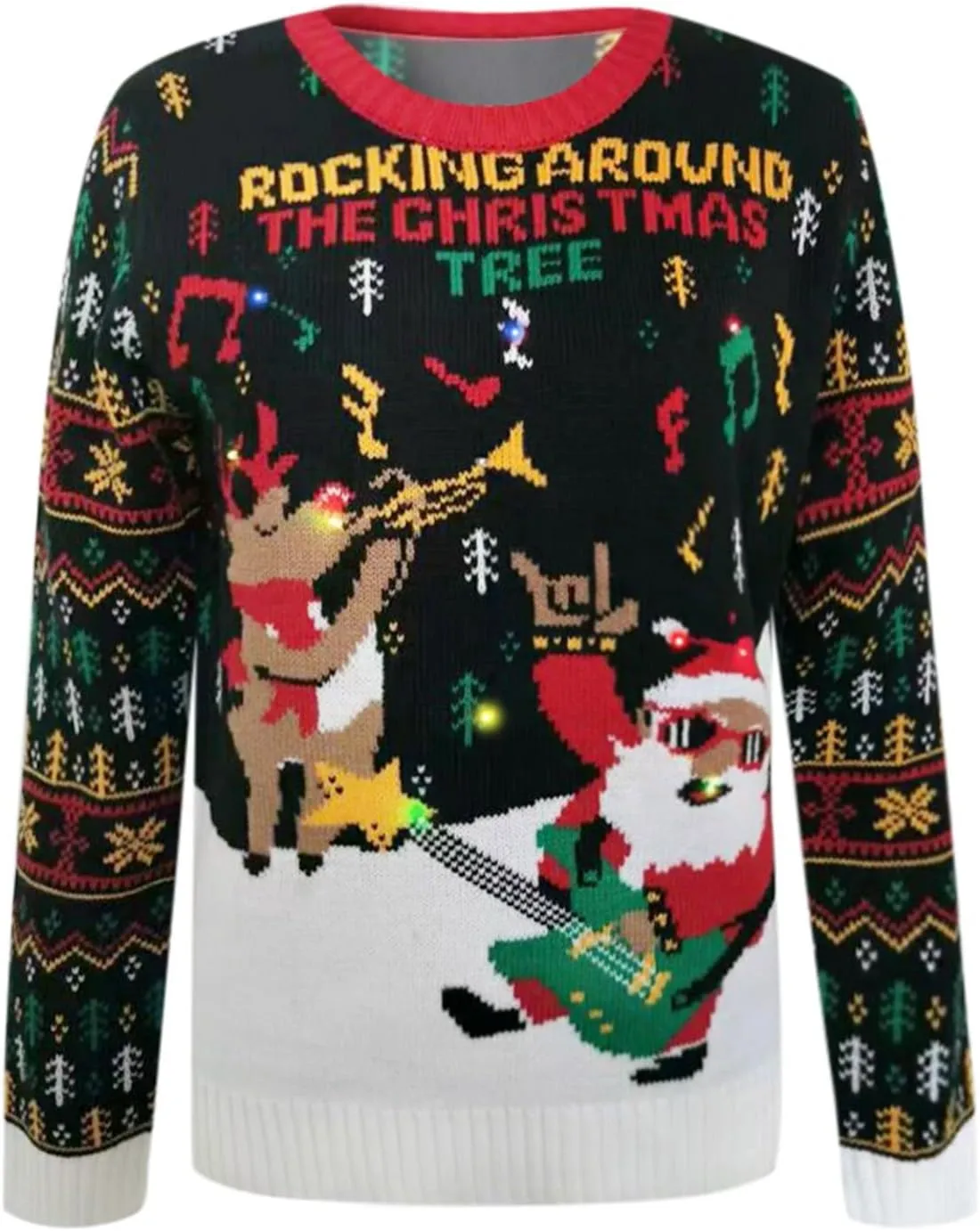 WYTong Women Christmas Sweaters Santa Printed Knitted Sweater Casual Lightweight Pullover Funny Xmas Sweaters