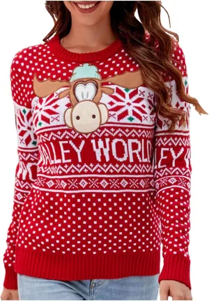 WYTong Women Christmas Sweaters Santa Printed Knitted Sweater Casual Lightweight Pullover Funny Xmas Sweaters