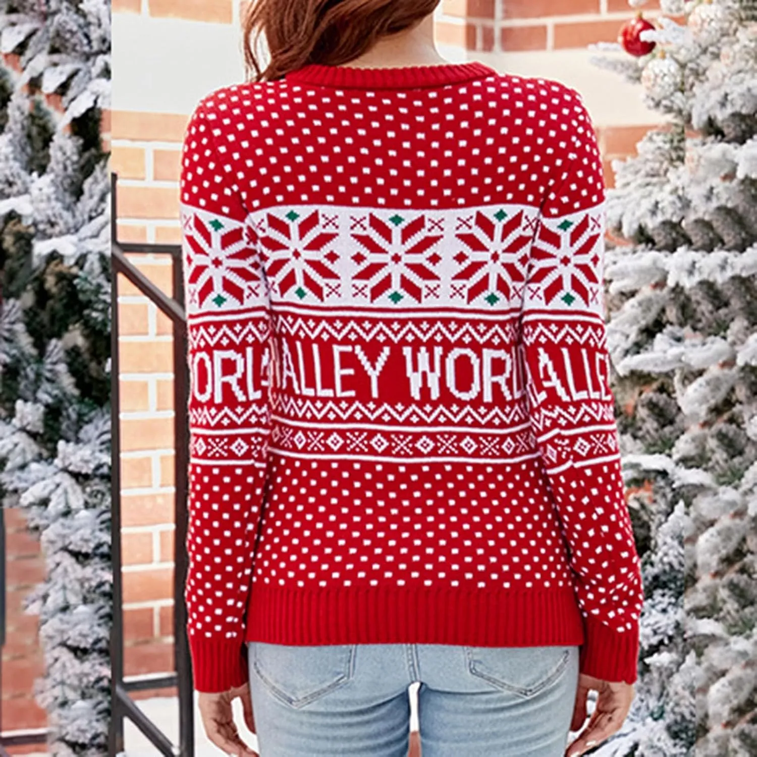 WYTong Women Christmas Sweaters Santa Printed Knitted Sweater Casual Lightweight Pullover Funny Xmas Sweaters
