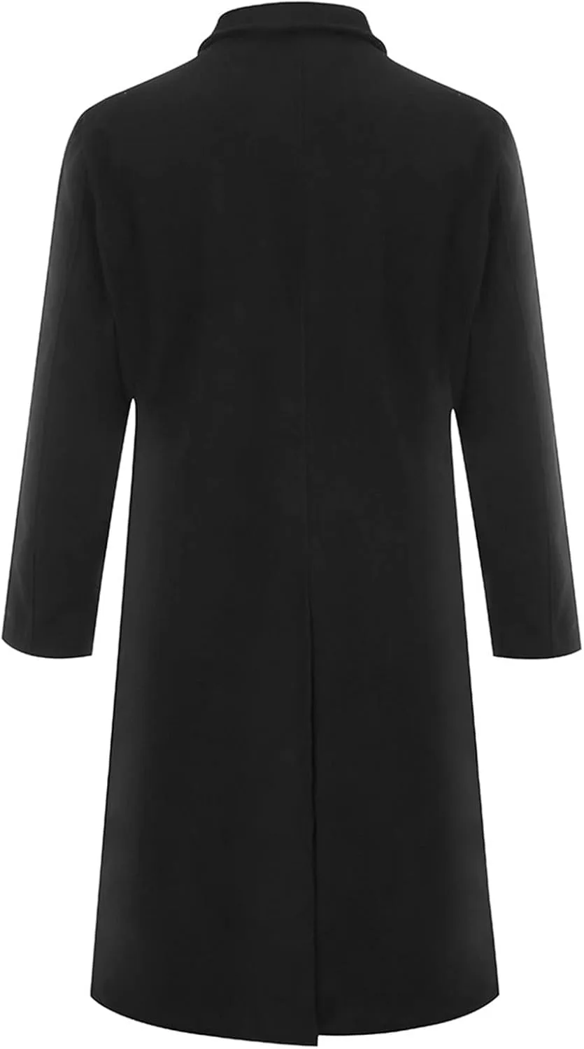 Ymosrh Mens Jackets Casual Stylish British Style Solid Color Long Coat Fashionable Warm Woolen Overcoat Jackets