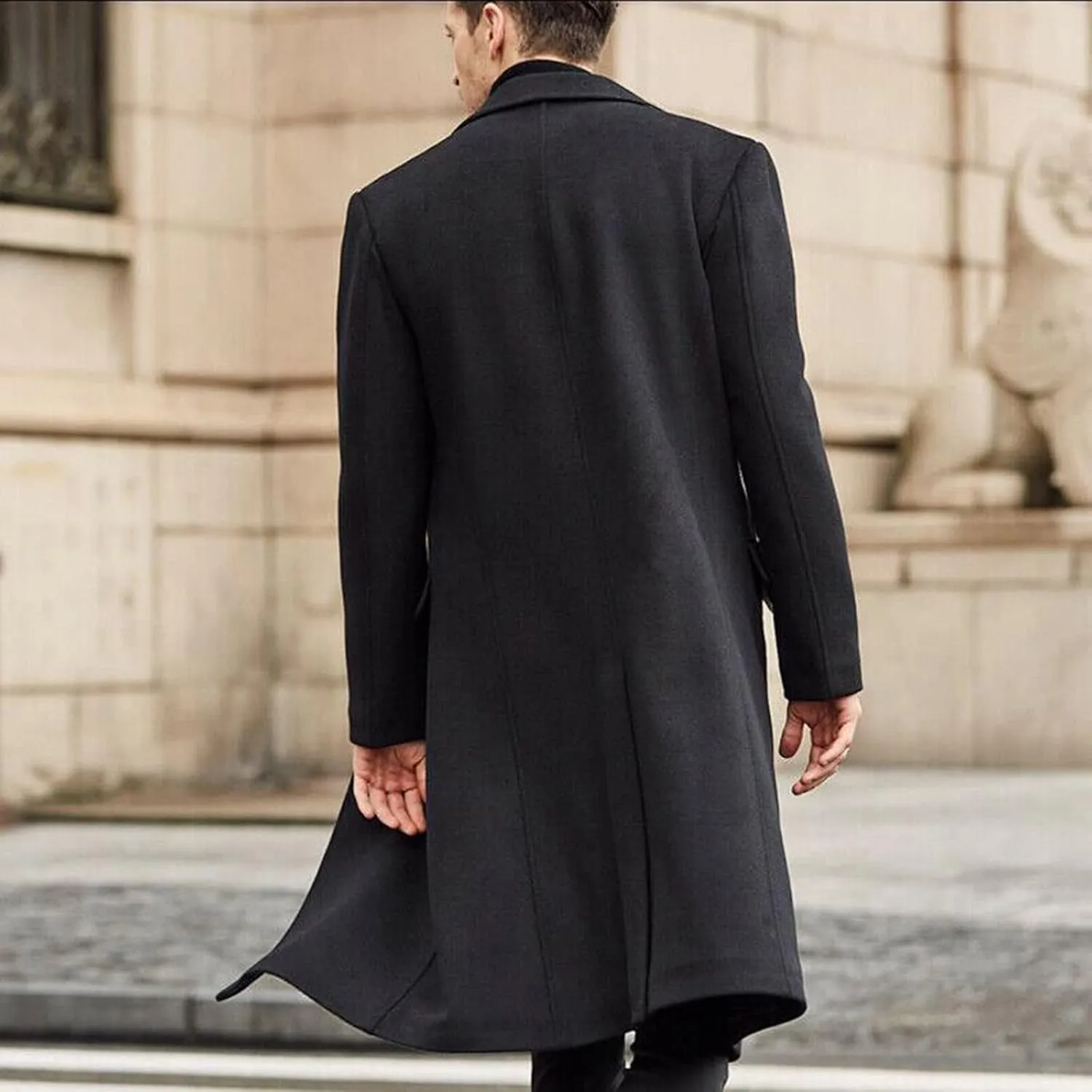 Ymosrh Mens Jackets Casual Stylish British Style Solid Color Long Coat Fashionable Warm Woolen Overcoat Jackets