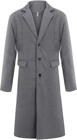 Ymosrh Mens Jackets Casual Stylish British Style Solid Color Long Coat Fashionable Warm Woolen Overcoat Jackets
