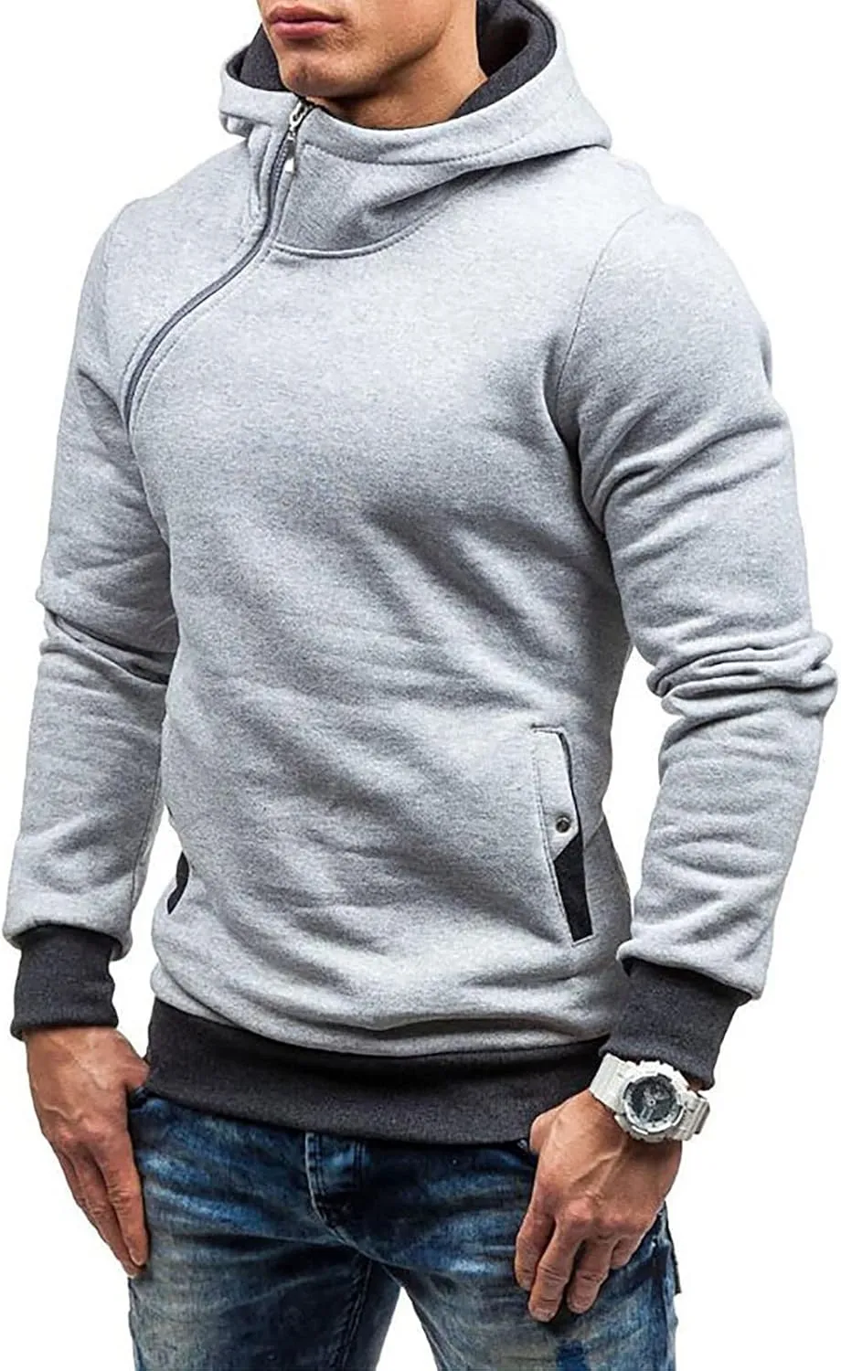 Ymosrh Mens Jackets Men's Casual Camouflage Sports Sweatshirt Long Sleeve Zipper Hooded Jacket Coat for Men