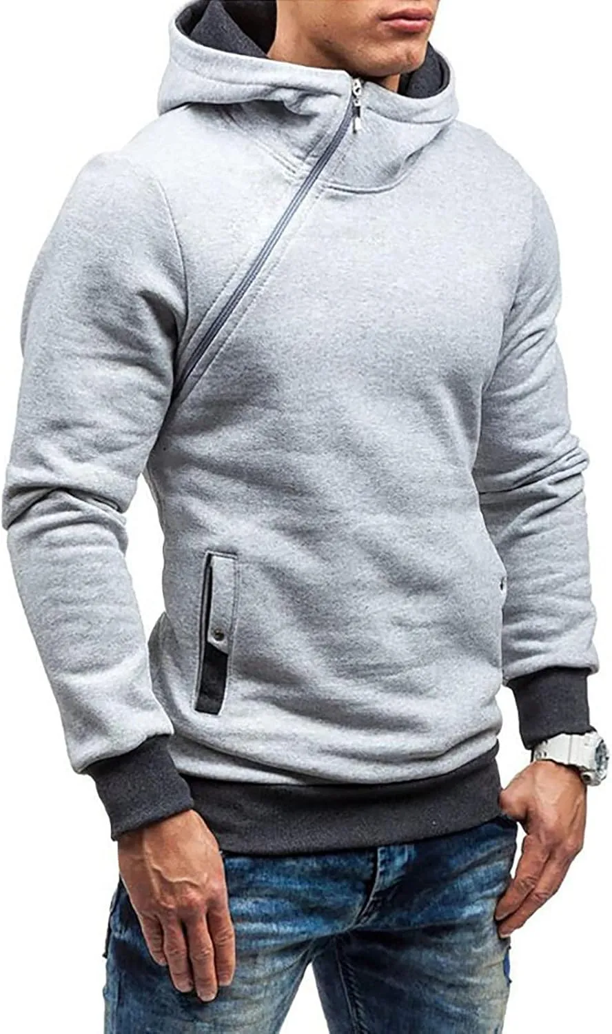 Ymosrh Mens Jackets Men's Casual Camouflage Sports Sweatshirt Long Sleeve Zipper Hooded Jacket Coat for Men