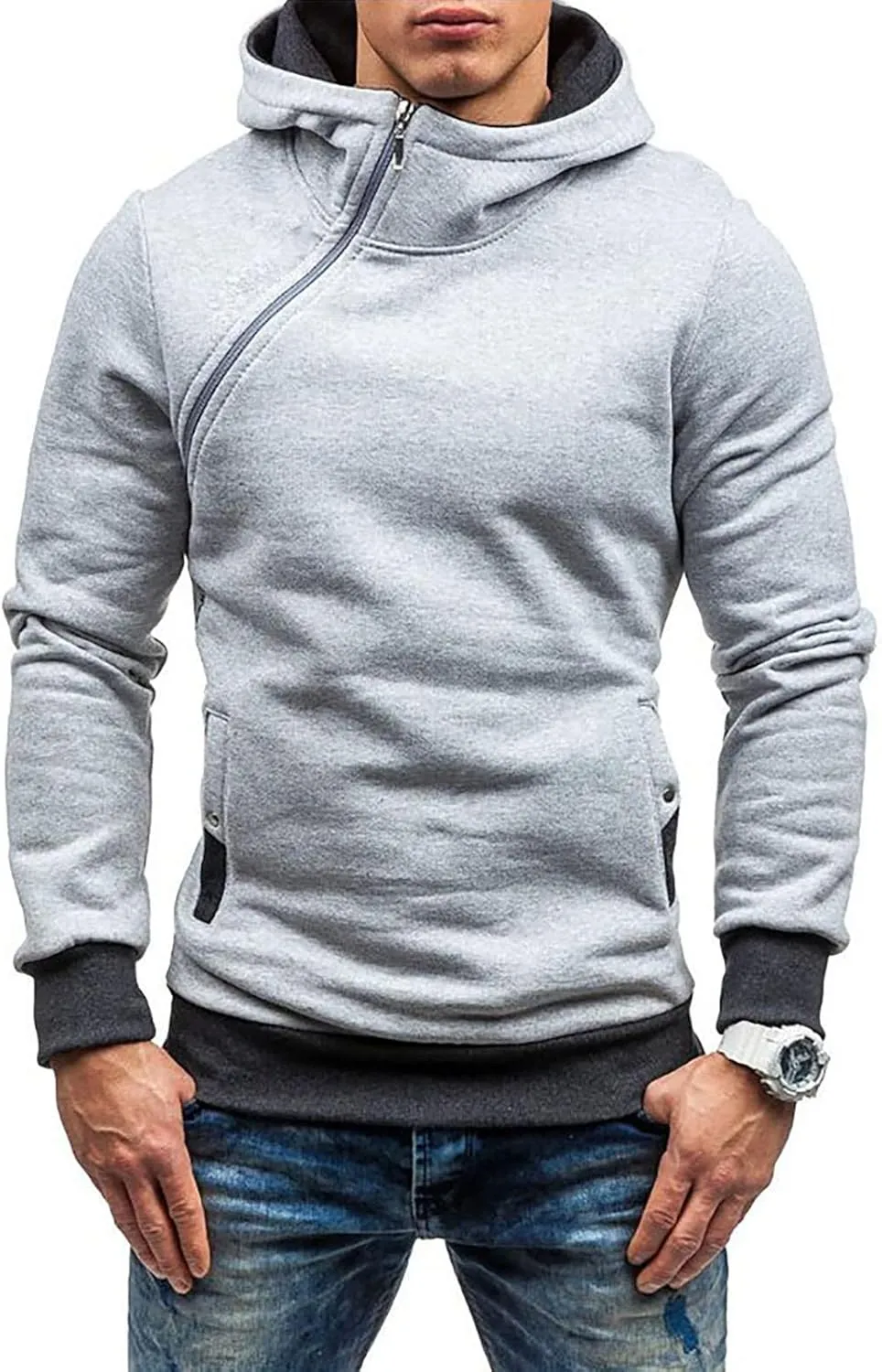 Ymosrh Mens Jackets Men's Casual Camouflage Sports Sweatshirt Long Sleeve Zipper Hooded Jacket Coat for Men