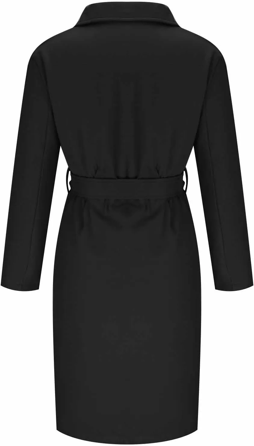YRAETENM Women's Wool Blend Coat Elegant Notch Lapel Collar Pea Coats Fall Winter Warm Long Overcoat Outerwear with Belt