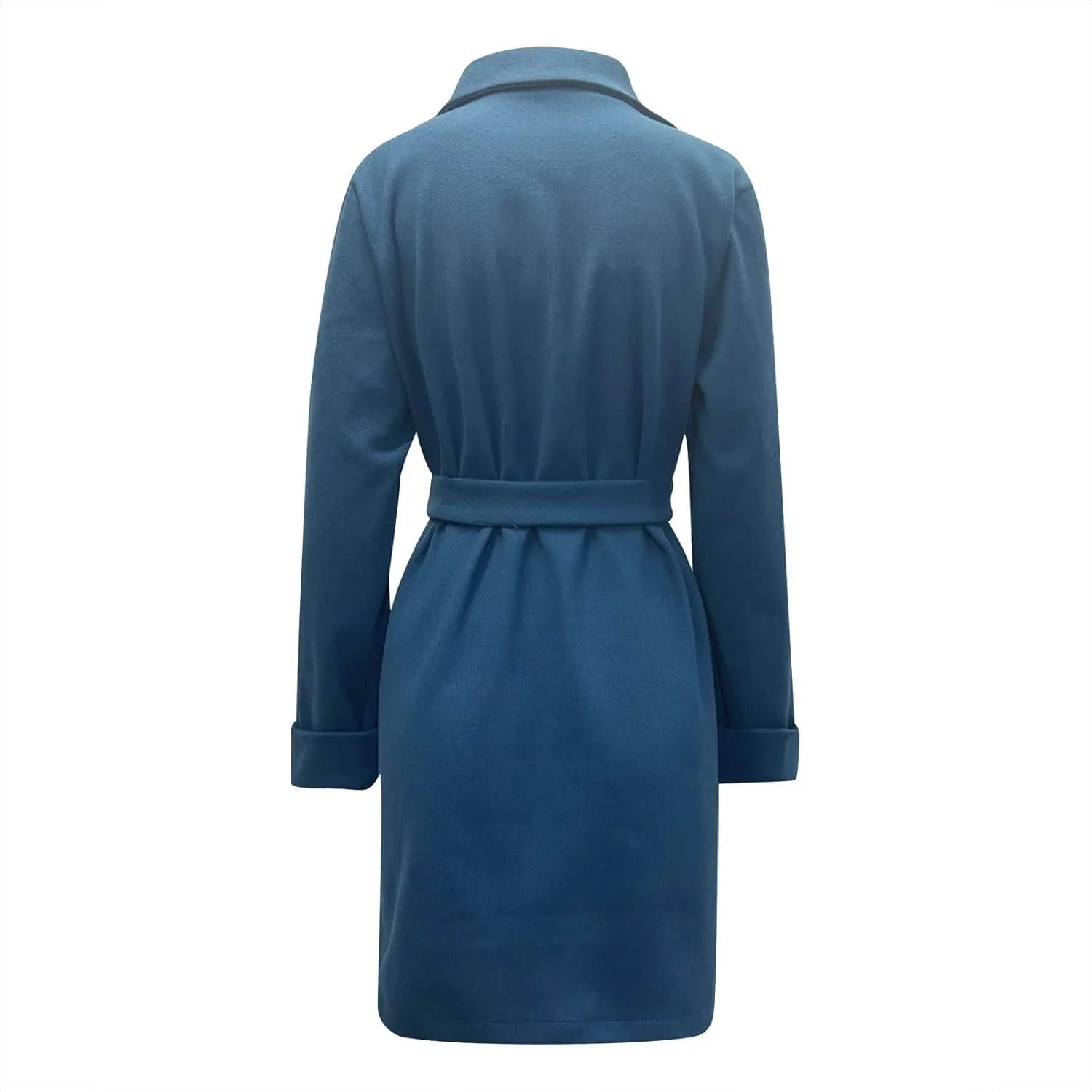 YRAETENM Women's Wool Blend Coat Elegant Notch Lapel Collar Pea Coats Fall Winter Warm Long Overcoat Outerwear with Belt