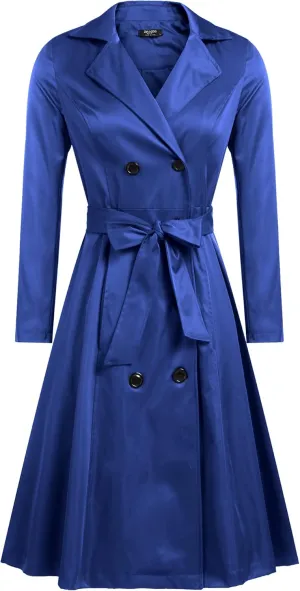 Zeagoo Women's Trench Coats Double-Breasted Long Coat with Belt