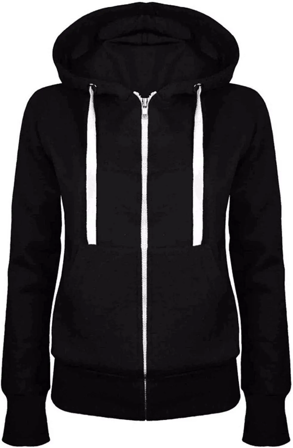Zip-Up Hoodie Women Casual Sweatshirt Long Sleeve Relaxed Fit Drawstring Comfy Soft Winter Streetwear Layering